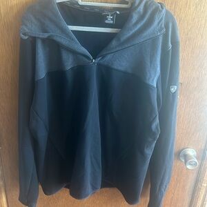 Kuhl 1/4 zip jacket-fleece lined-black & gray- XXL